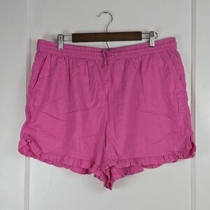Crown and Ivy Pink Linen Blend Ruffle Hem Shorts XL